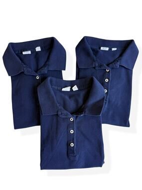 Gap Kids Girls Navy Blue School Uniform Polo Shirts Size Medium Bundle Lot of 3